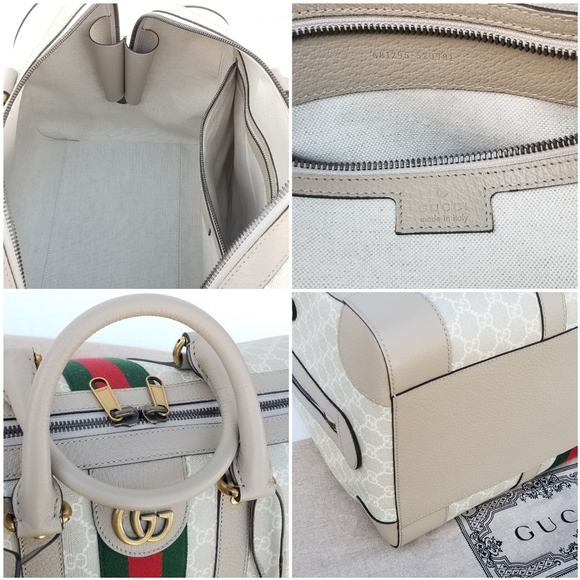 Amazing Gucci GG Supreme  Rare Monogram Web Small Savoy Duffle Weekender bag - Picture 14 of 16